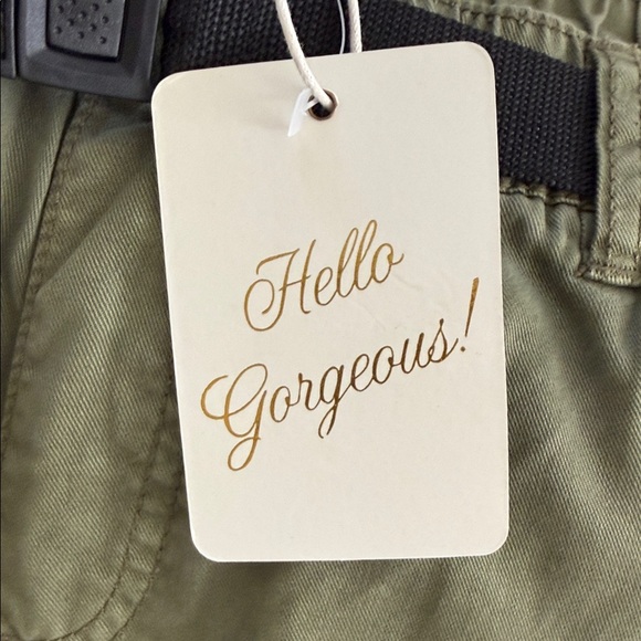 Elan Olive Cargo Pants with Black Belt - Picture 3 of 7